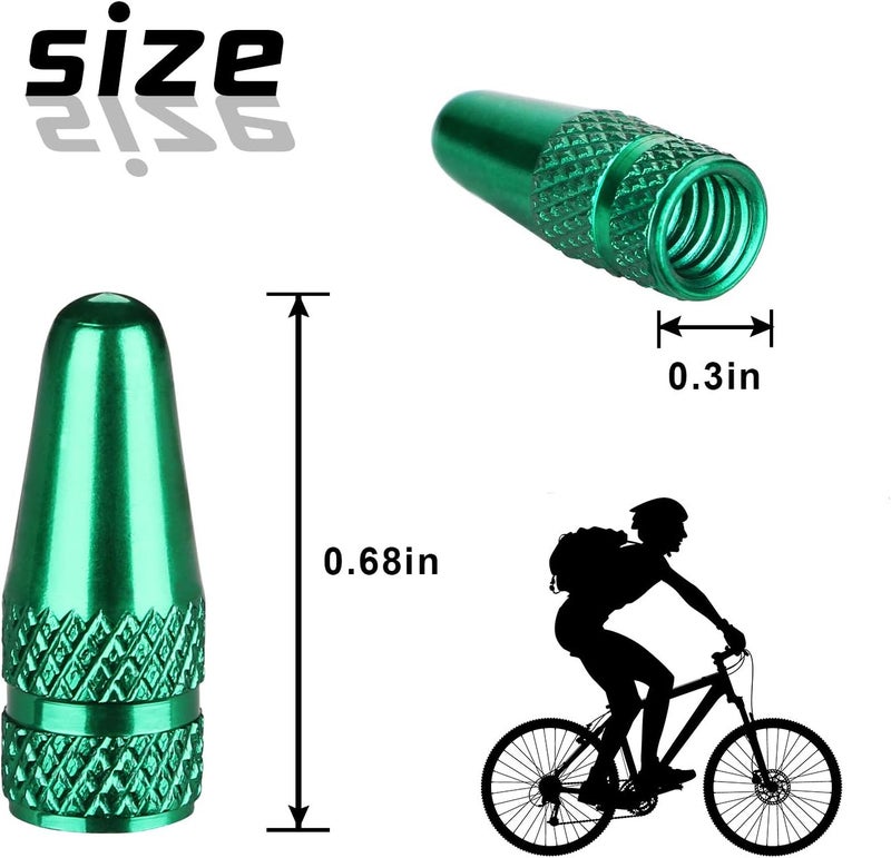 TPMSCENTER Aluminum Presta Valve Stem Caps – Green Tire Air Dust Covers for Bike (4 Pack) – Fit French Valves on Road, MTB, Hybrid, Racing, Fitness, Folding & Fat Bikes - Image 2